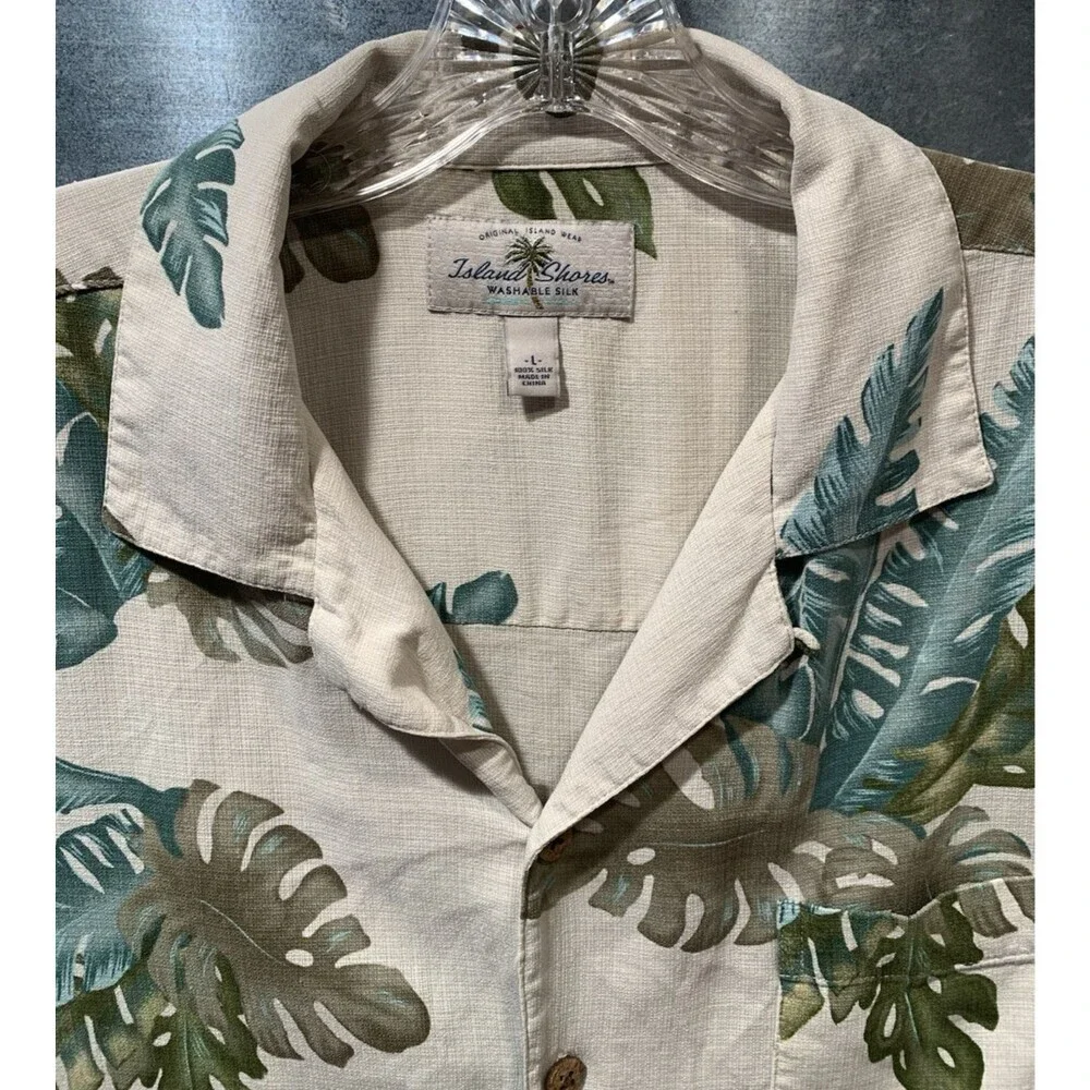 Island Shores Hawaiian Shirt Mens Large 100% Washable Silk Button Up Large - Picture 8 of 16